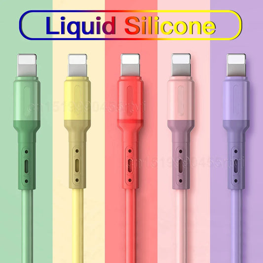 Fast Charging USB Cable for iPhone 12/11/Pro Max/XR/XS/X/8/7/6/6s/5/5s - 1M/1.5M/2M Liquid Silicone Charger Cord